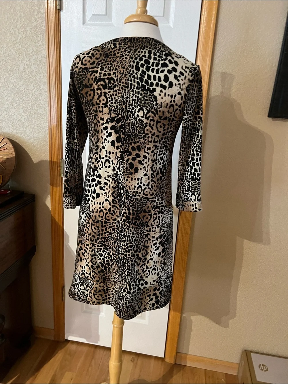 Chico's Leopard Print V-Neck Dress in Brown and Black